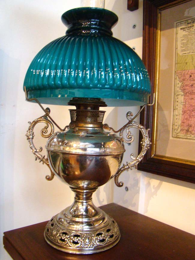 A lovely late 19th century silver plated Oil Lamp by Bradley & Hubbard of Meriden, CT.